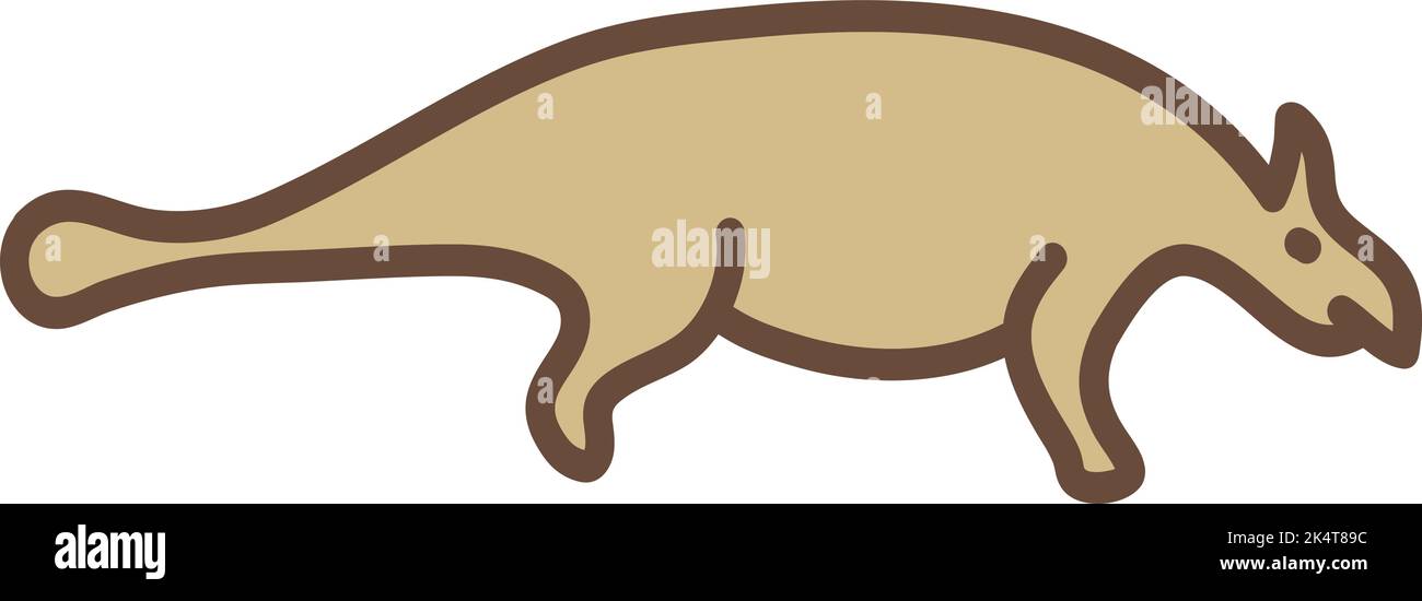 Short brown dinosaur, illustration, vector on a white background. Stock Vector