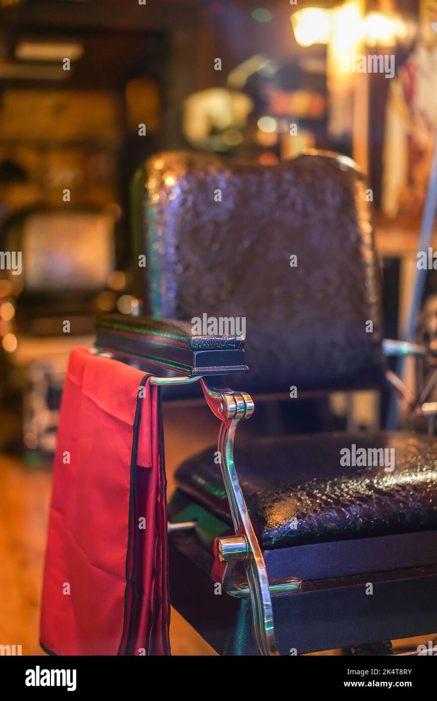 Barbers shop with empty chair. Stock Photo