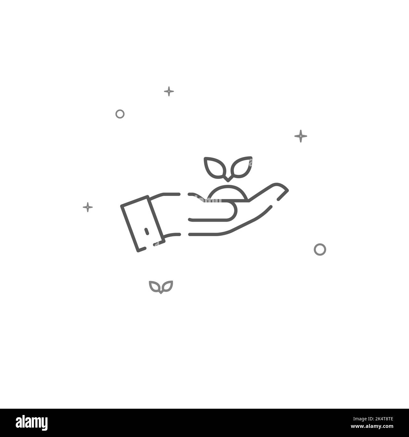 Hand holding plant sprout simple vector line icon. Symbol, pictogram ...