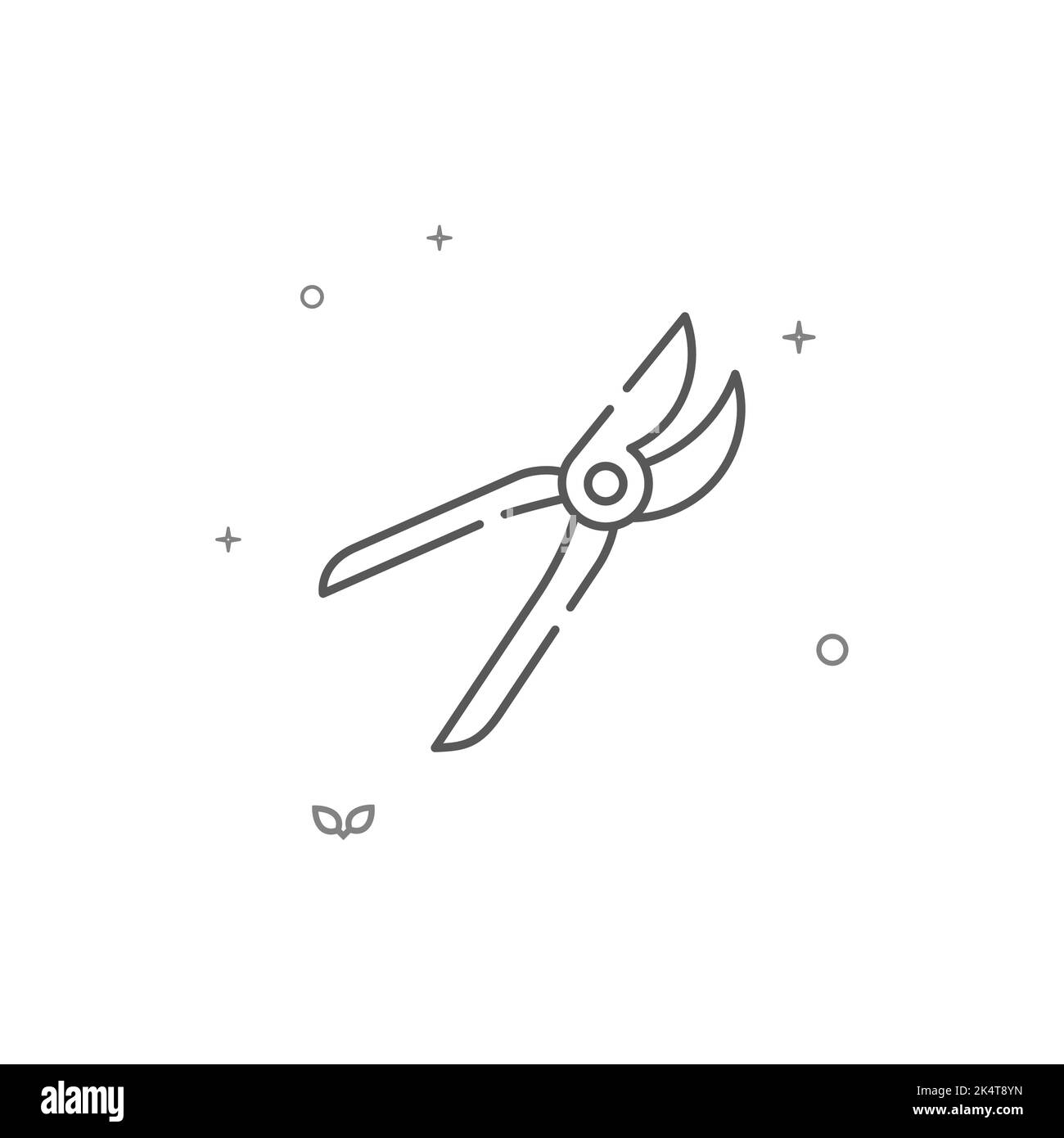 Garden shears, secateurs simple vector line icon. Symbol, pictogram ...