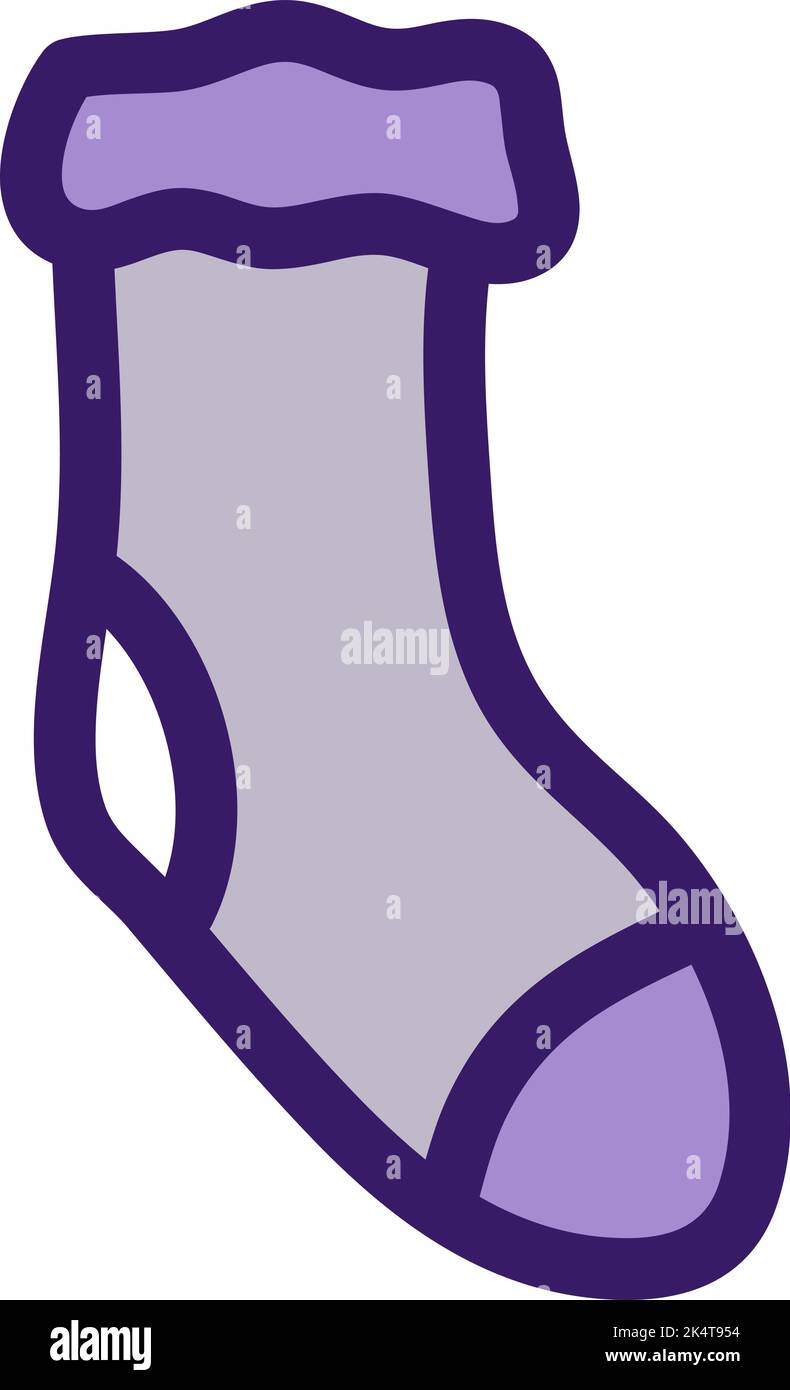 Purple sock, illustration, vector on a white background. Stock Vector