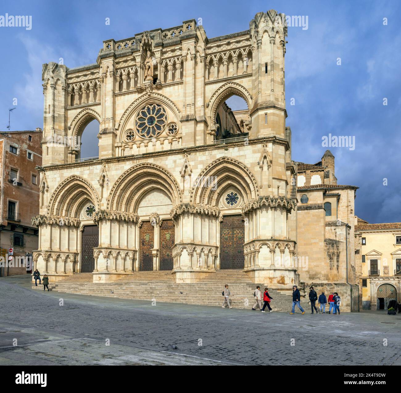 Cuenca, Cuenca Province, Castile-La Mancha, Spain.  Cuenca Cathedral, full name, Catedral de Santa María y San Julián de Cuenca.  Work began at the en Stock Photo