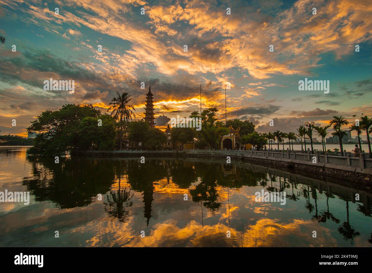Beautiful sunset over the lake Stock Photo