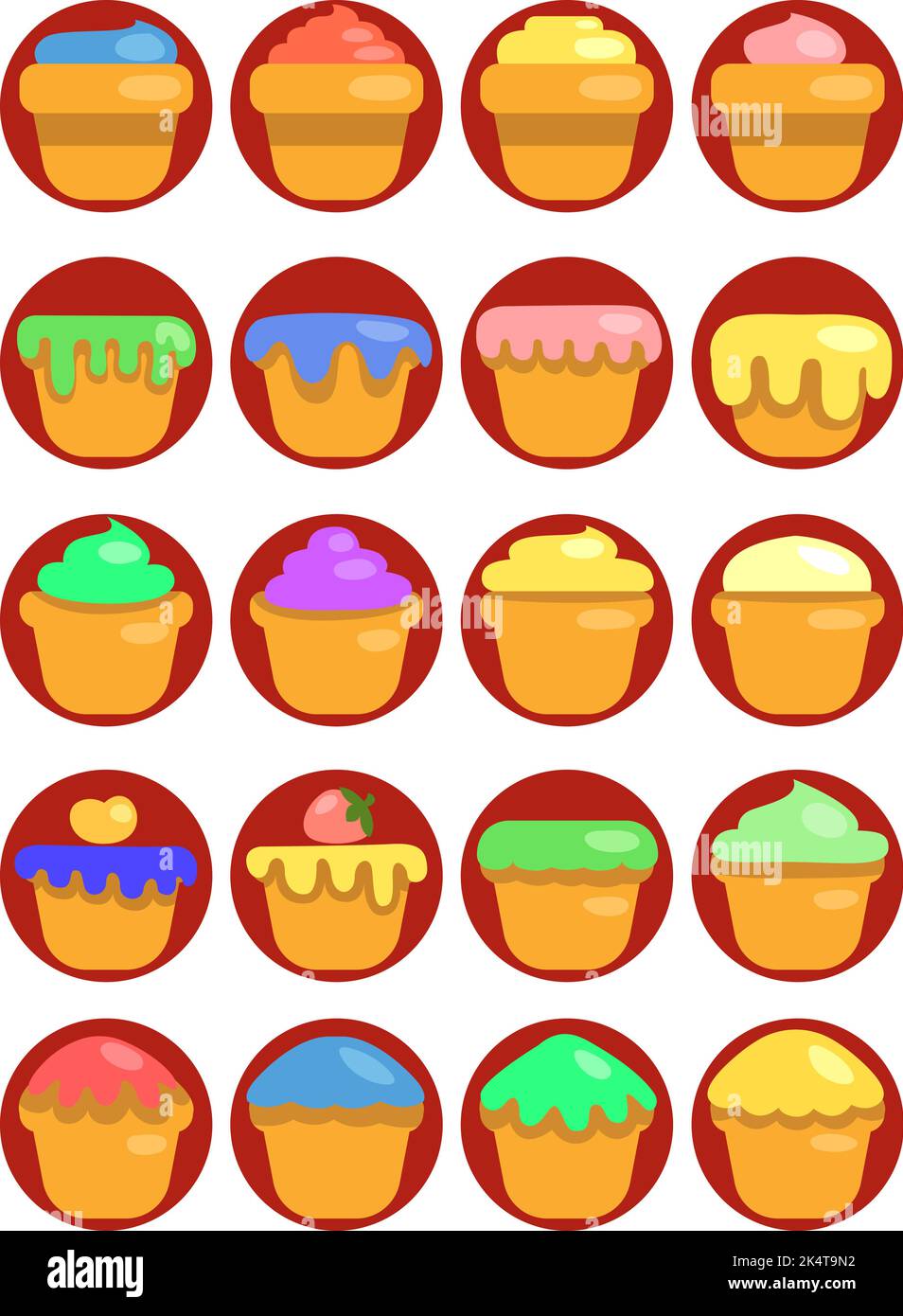 Cupcakes icon pack, illustration, vector on a white background. Stock Vector