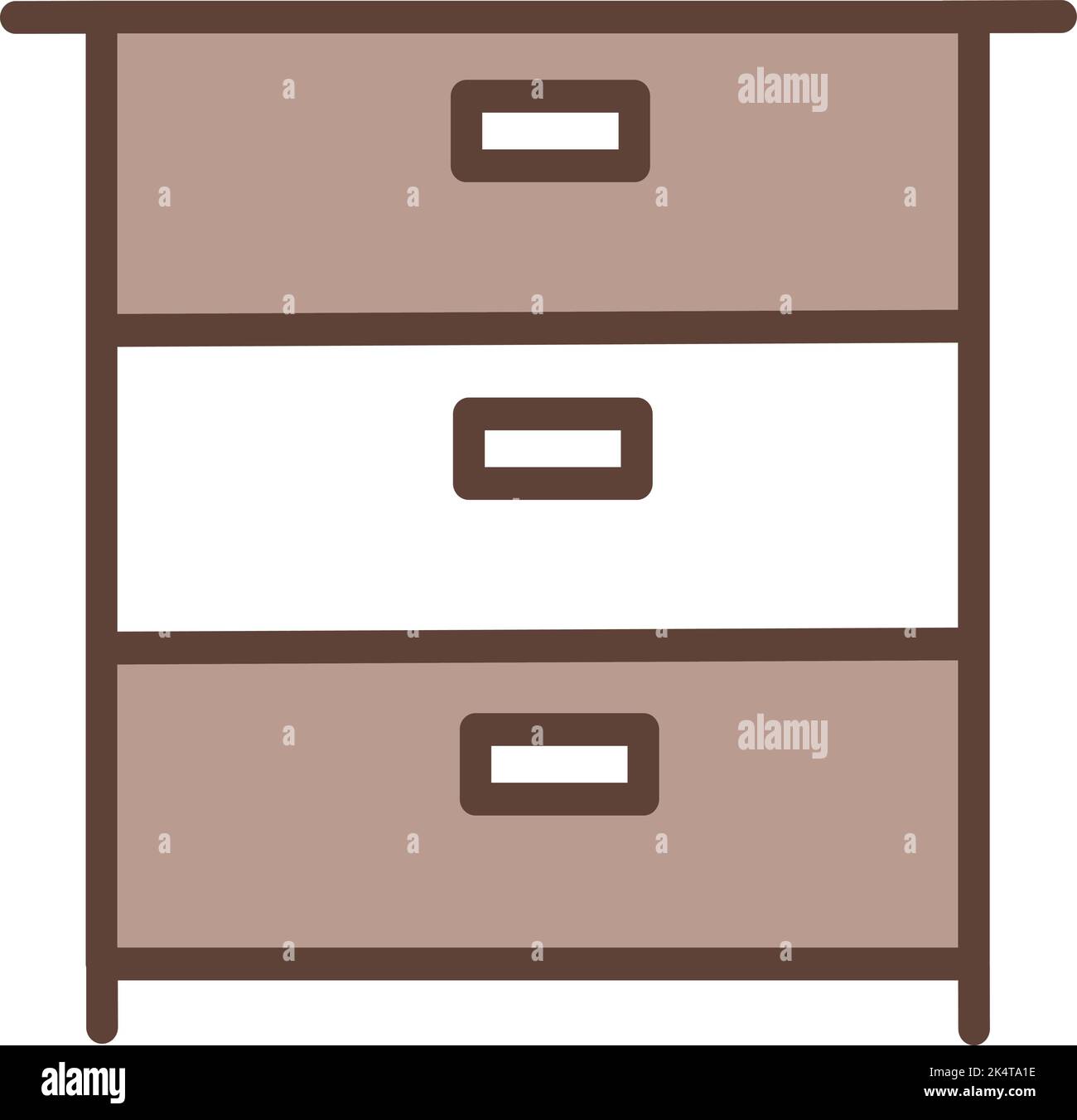Brown nightstand, illustration, vector on a white background. Stock Vector