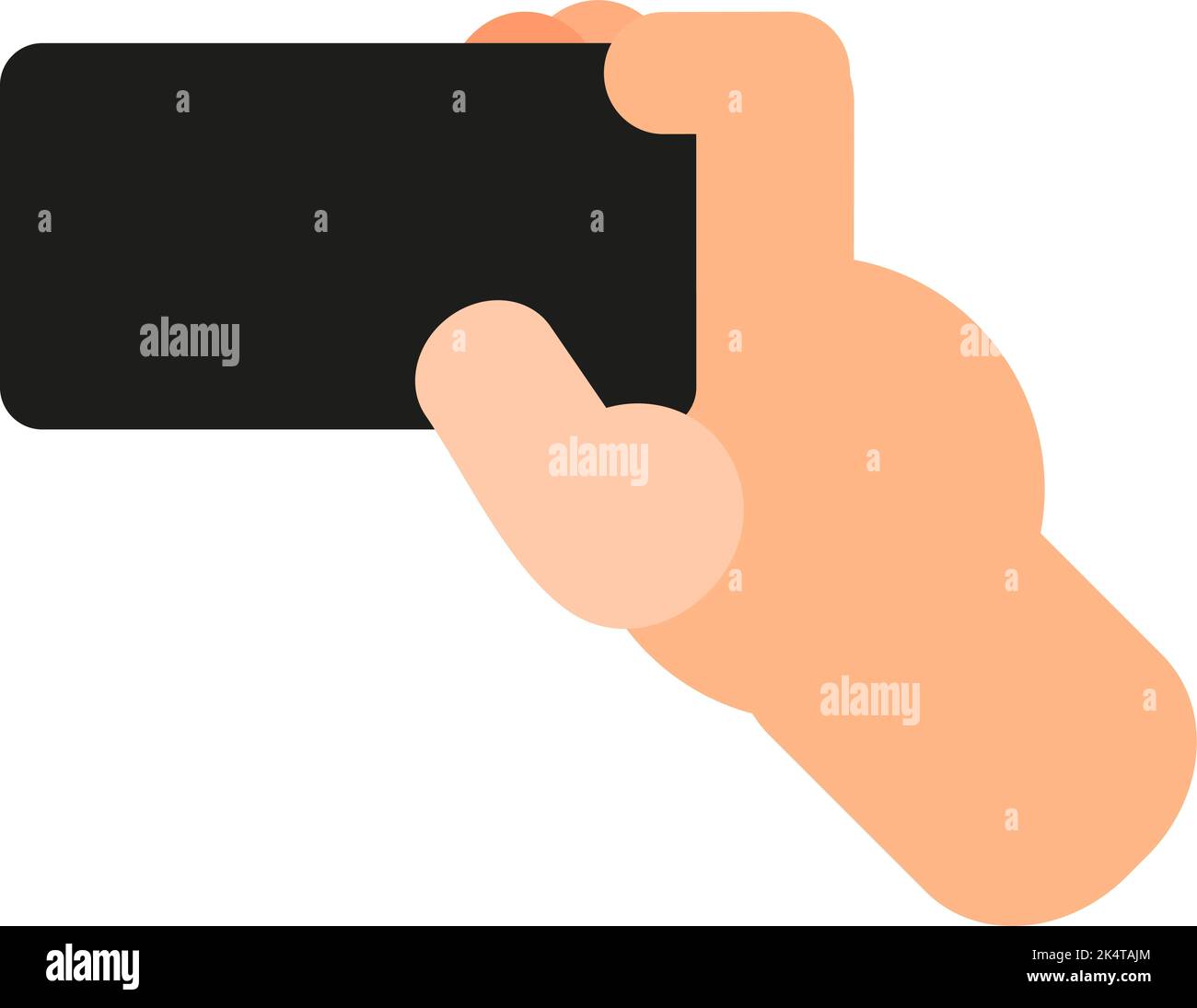 Holding phone with one hand, illustration, vector on a white background ...