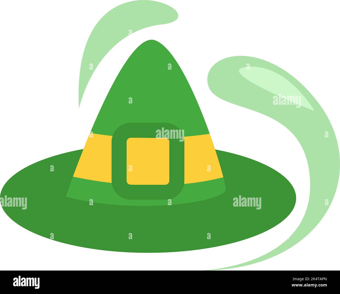 Green magic hat, illustration, vector on a white background. Stock Vector