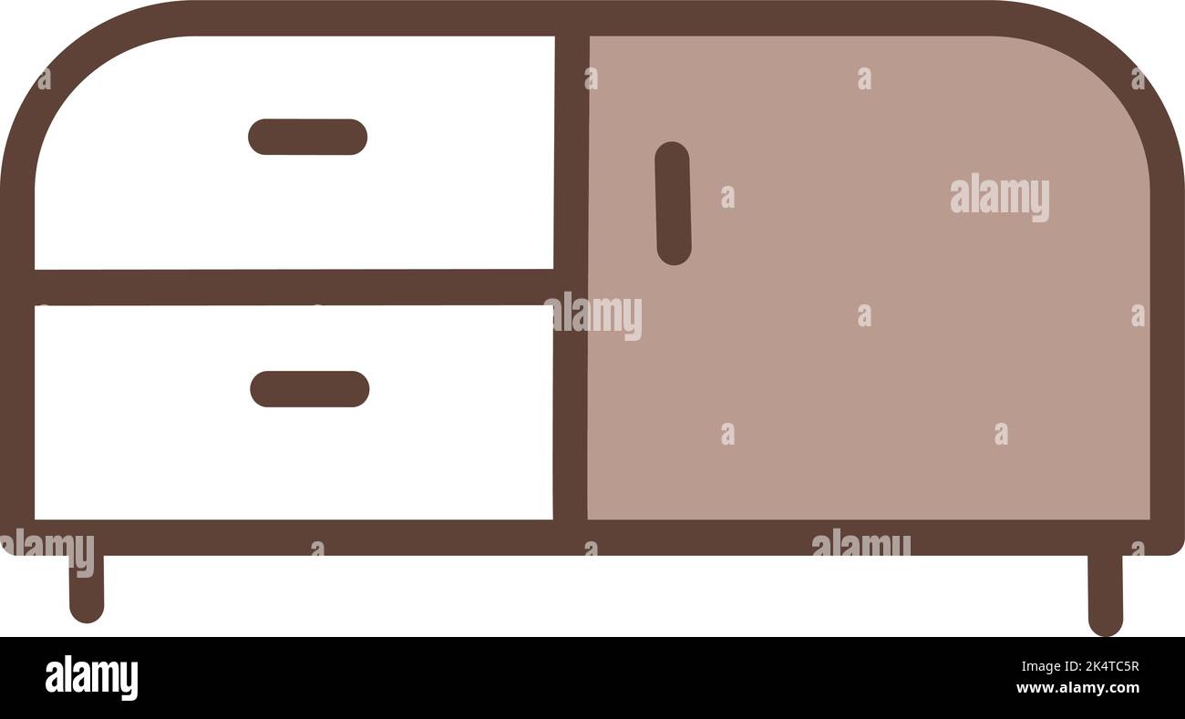 Brown deocrative nightstand, illustration, vector on a white background. Stock Vector