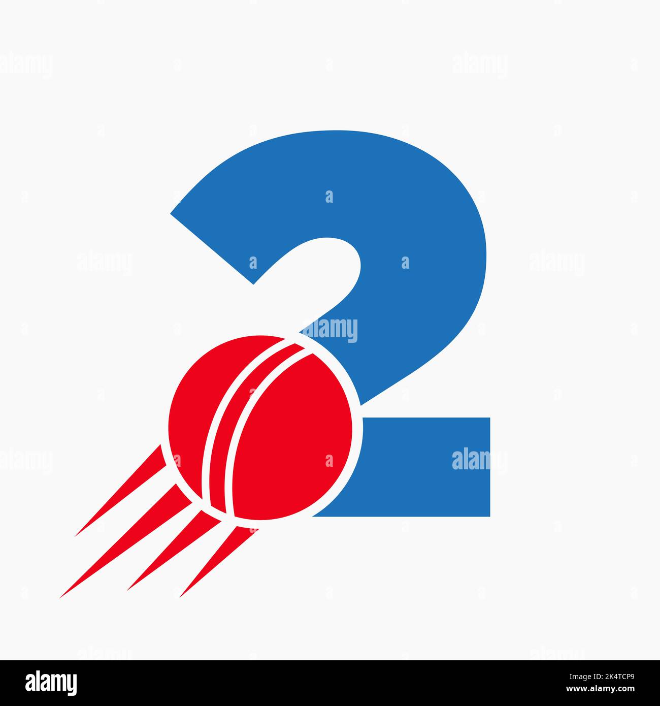 Letter 2 Cricket Logo Concept With Moving Cricket Ball Icon. Cricket