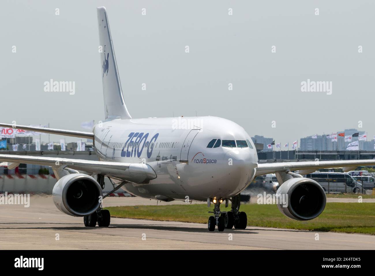 Airbus A310 Zero-G from NoveSpace used for gravity-free flights arriving at Le-Bourget Airport. Paris, France - June 22, 2017 Stock Photo