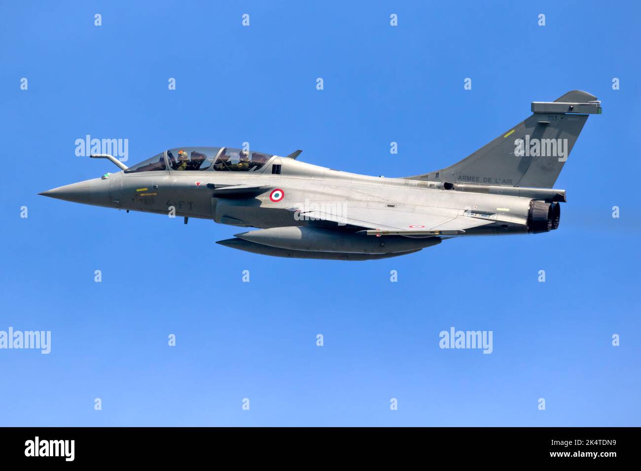 French Air Force Dassault Rafale fighter jet in flight. The Netherlands - April 19, 2018 Stock Photo