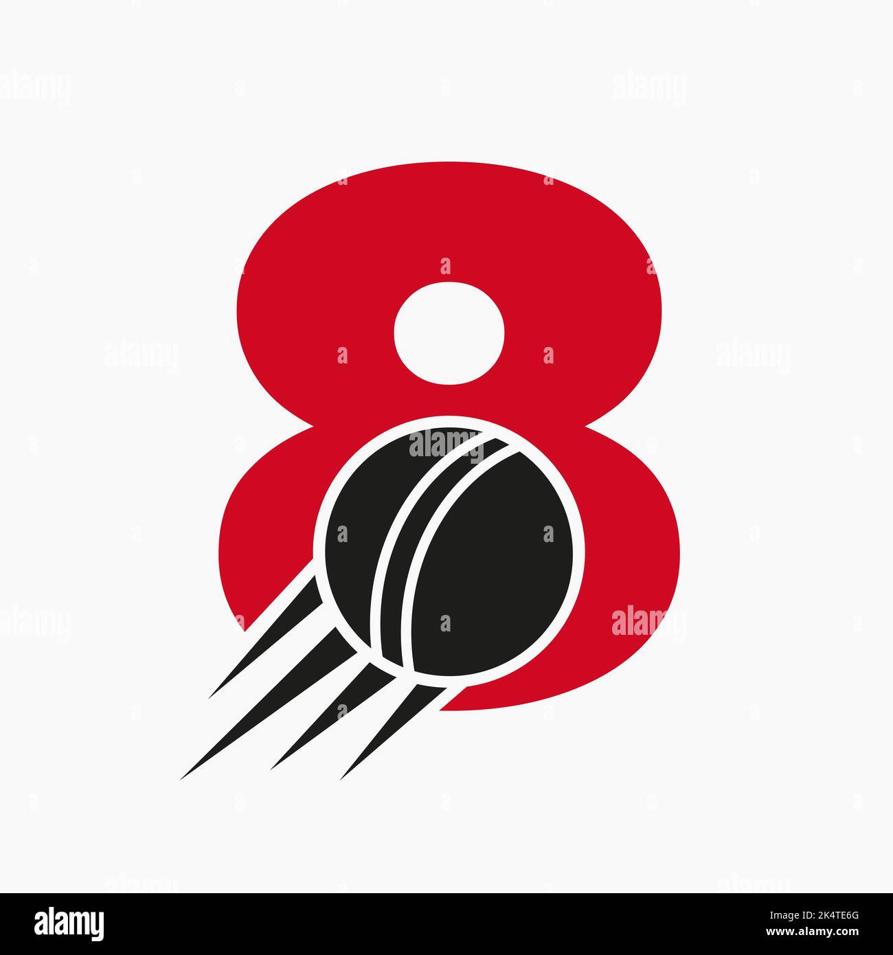 Letter 8 Cricket Logo Concept With Moving Cricket Ball Icon. Cricket ...