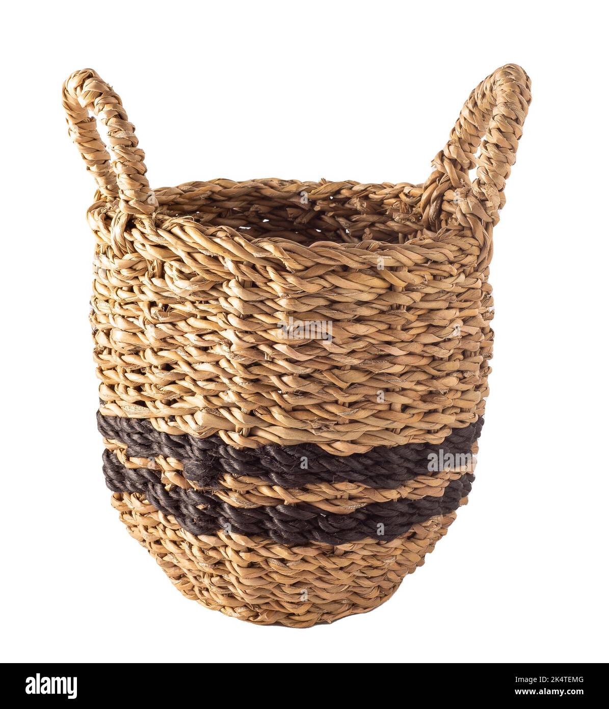 Sea grass basket isolated on white background. Wicker box from a rod