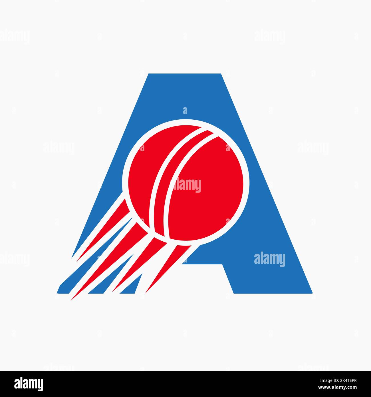 Letter A Cricket Logo Concept With Moving Cricket Ball Icon. Cricket