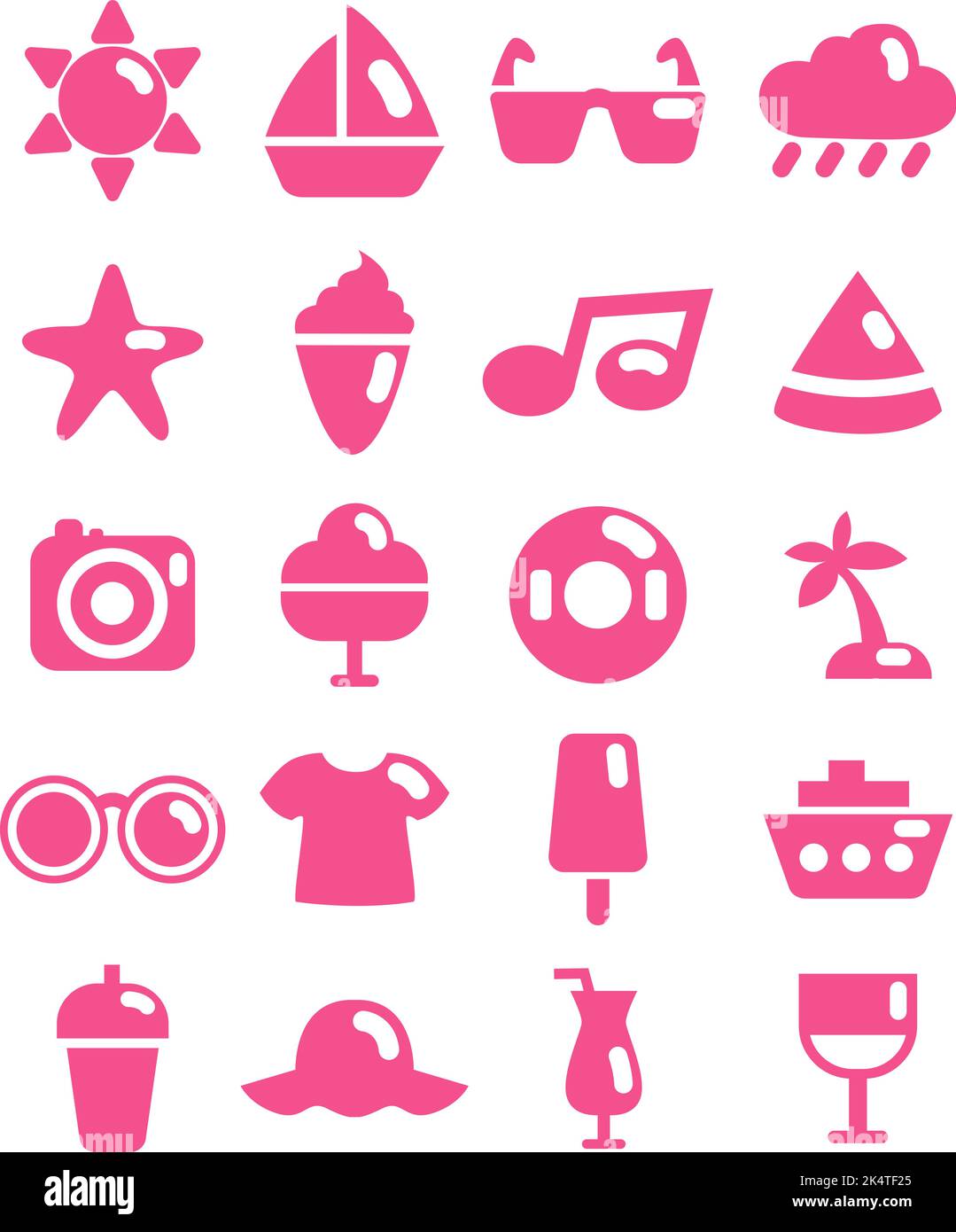 Summer icon pack, illustration, vector on a white background Stock ...