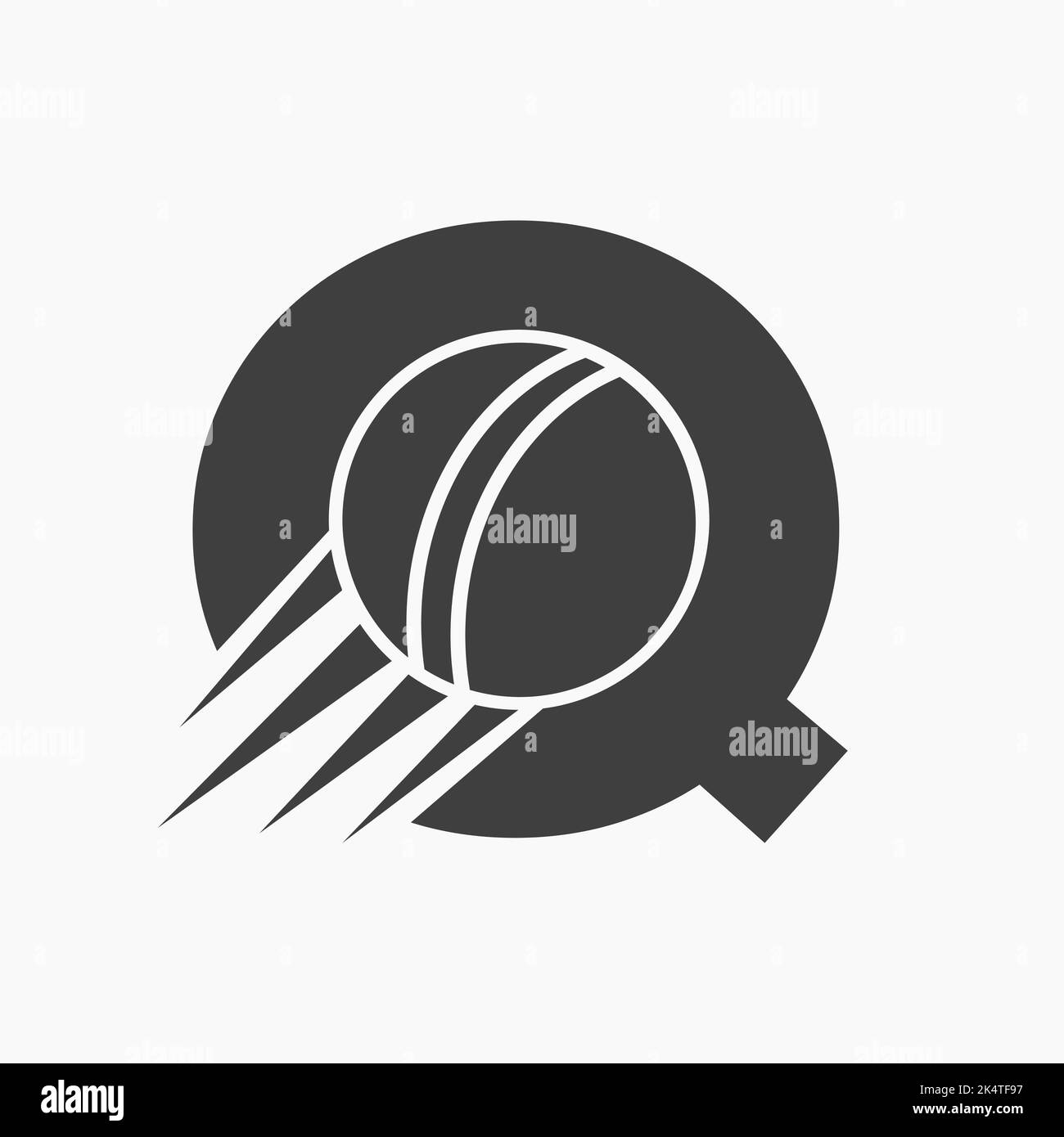 Letter Q Cricket Logo Concept With Moving Cricket Ball Icon. Cricket