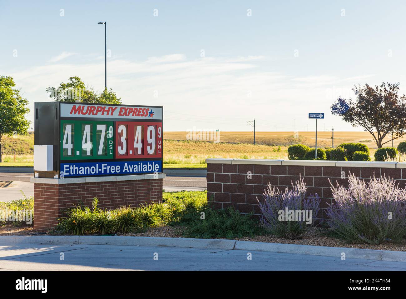 DENVER, CO USA - AUGUST 28, 2022: Murphy Express gas station. An American retail gas station chain. Stock Photo