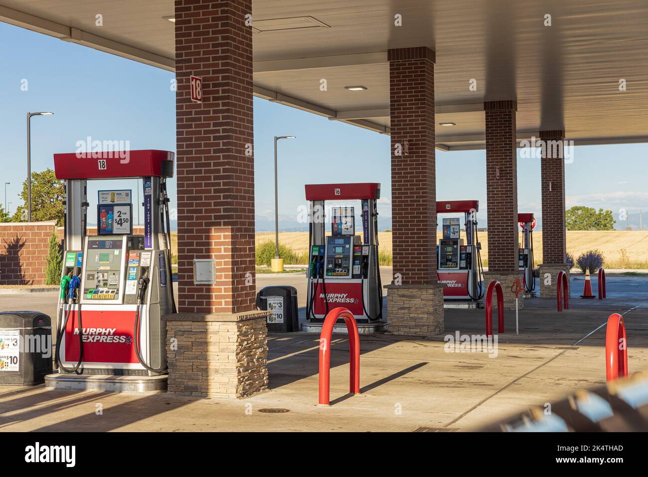 DENVER, CO USA - AUGUST 28, 2022: Murphy Express gas station. An American retail gas station chain. Stock Photo
