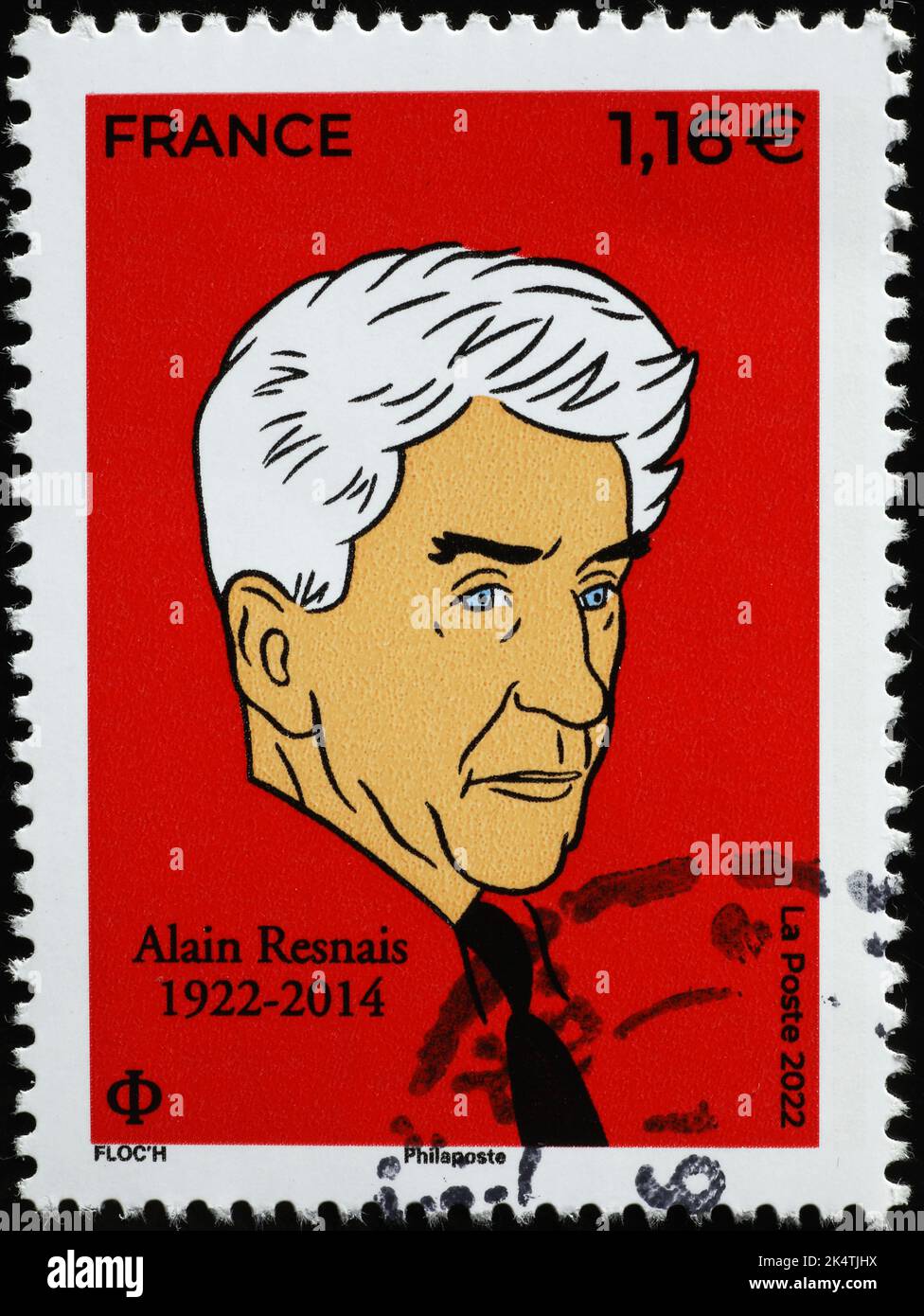 Alain Resnais portrait on french postage stamp Stock Photo