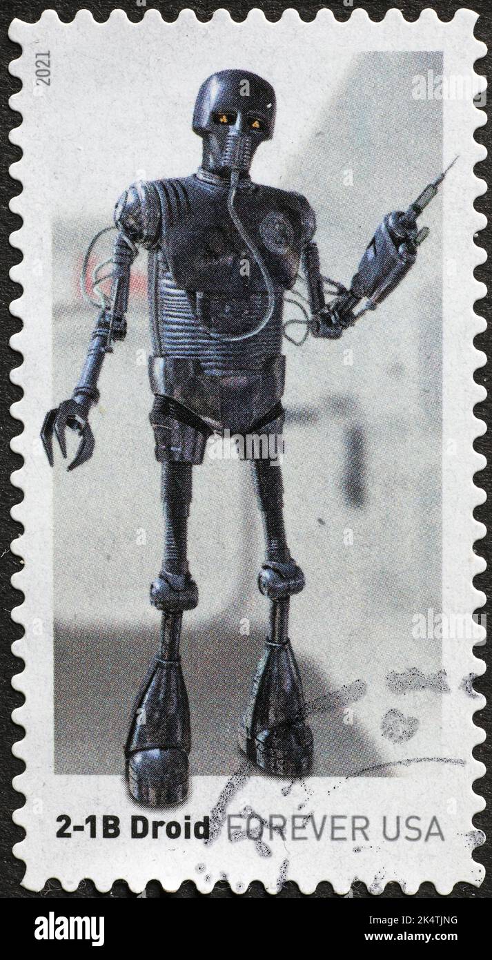 2-1B droid of Star Wars on postage stamp Stock Photo