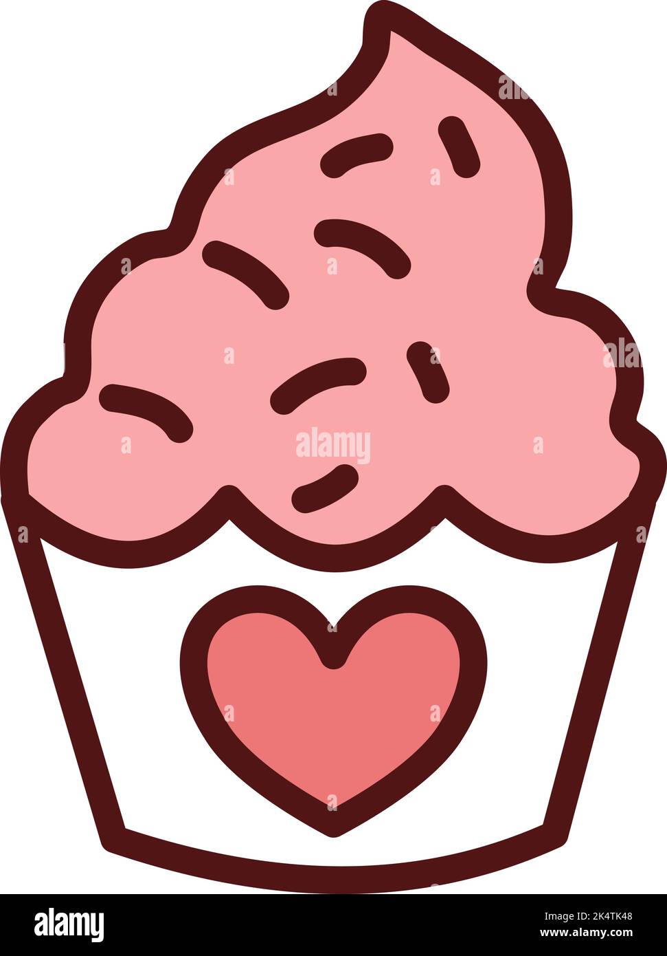 Valentines day cupcake, illustration, vector on a white background. Stock Vector
