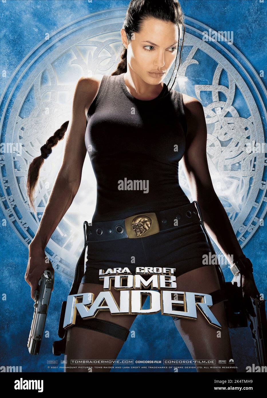 Lara Croft: Tomb Raider 2001.  Lara Croft Tomb Raider Movie Poster.  Tomb Raider Stock Photo