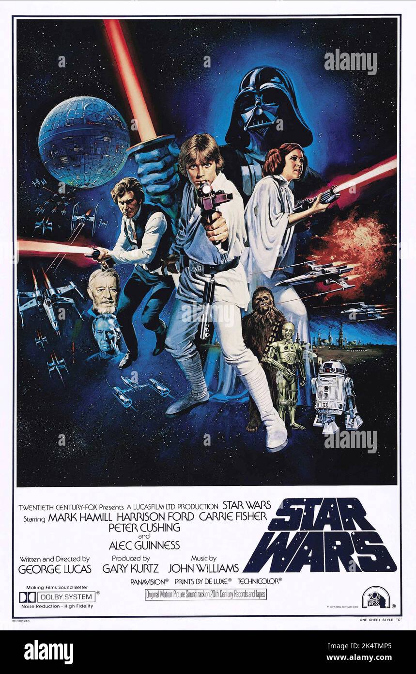 Star Wars 1977.  Star Wars Movie Poster.  Star Wars: Episode Iv - A New Hope Stock Photo