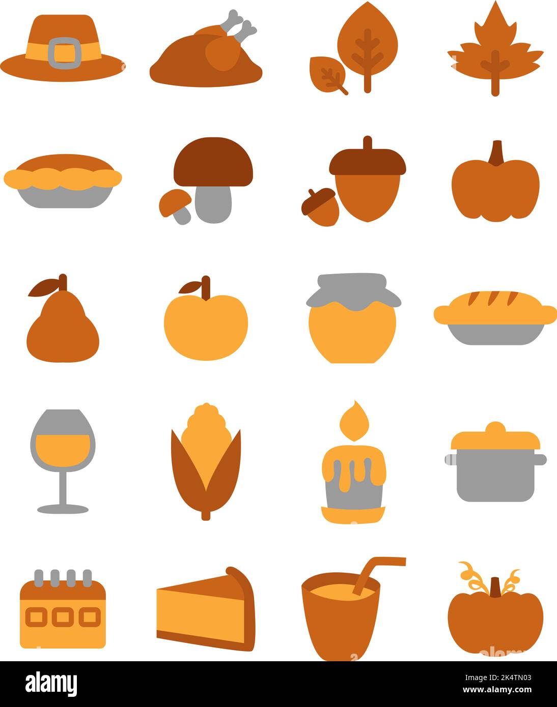 Thanksgiving icon pack, illustration, vector on a white background ...