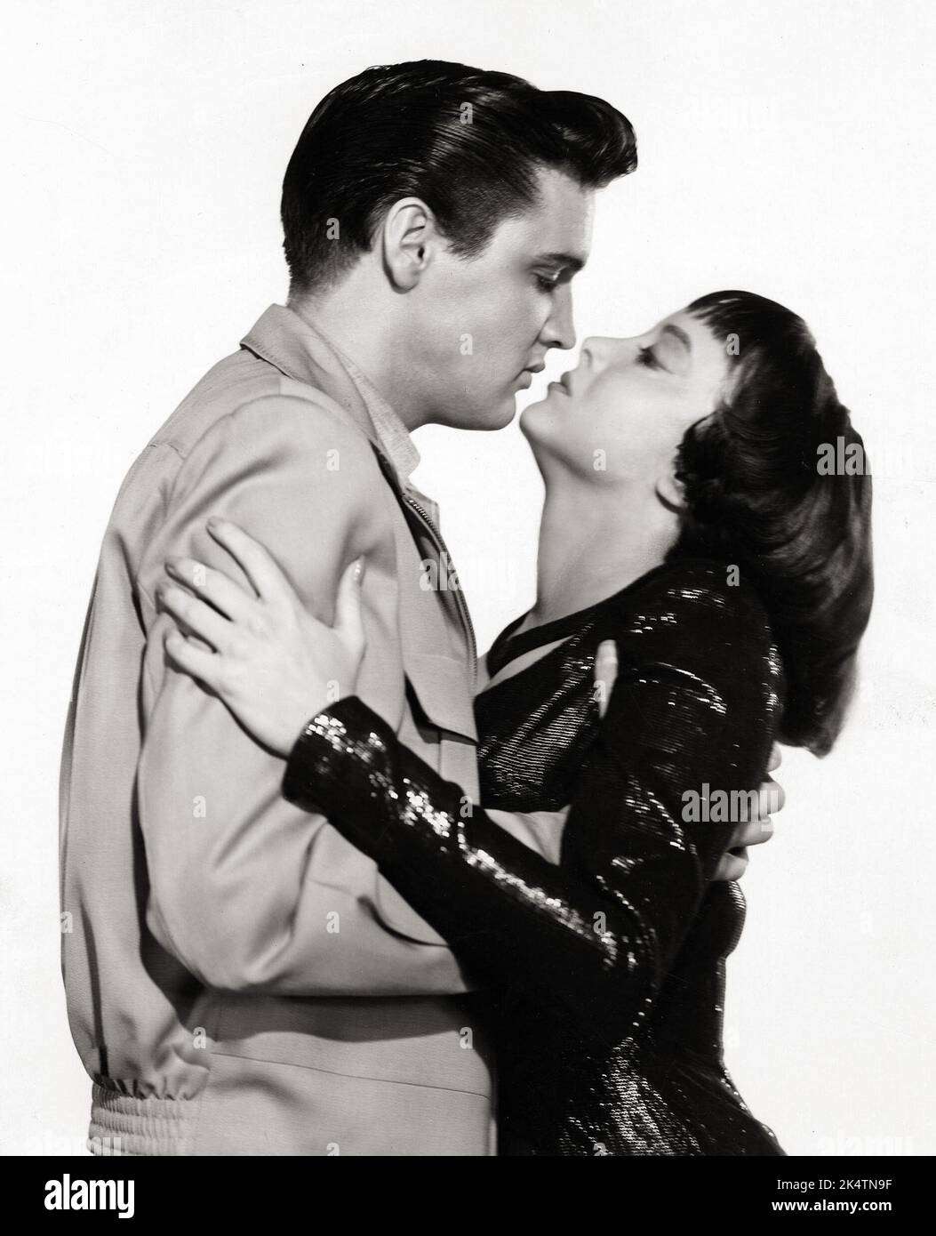 Elvis Presley and Caroline Jones in 'King Creole' (Paramount, 1958) publicity still black and white. Stock Photo
