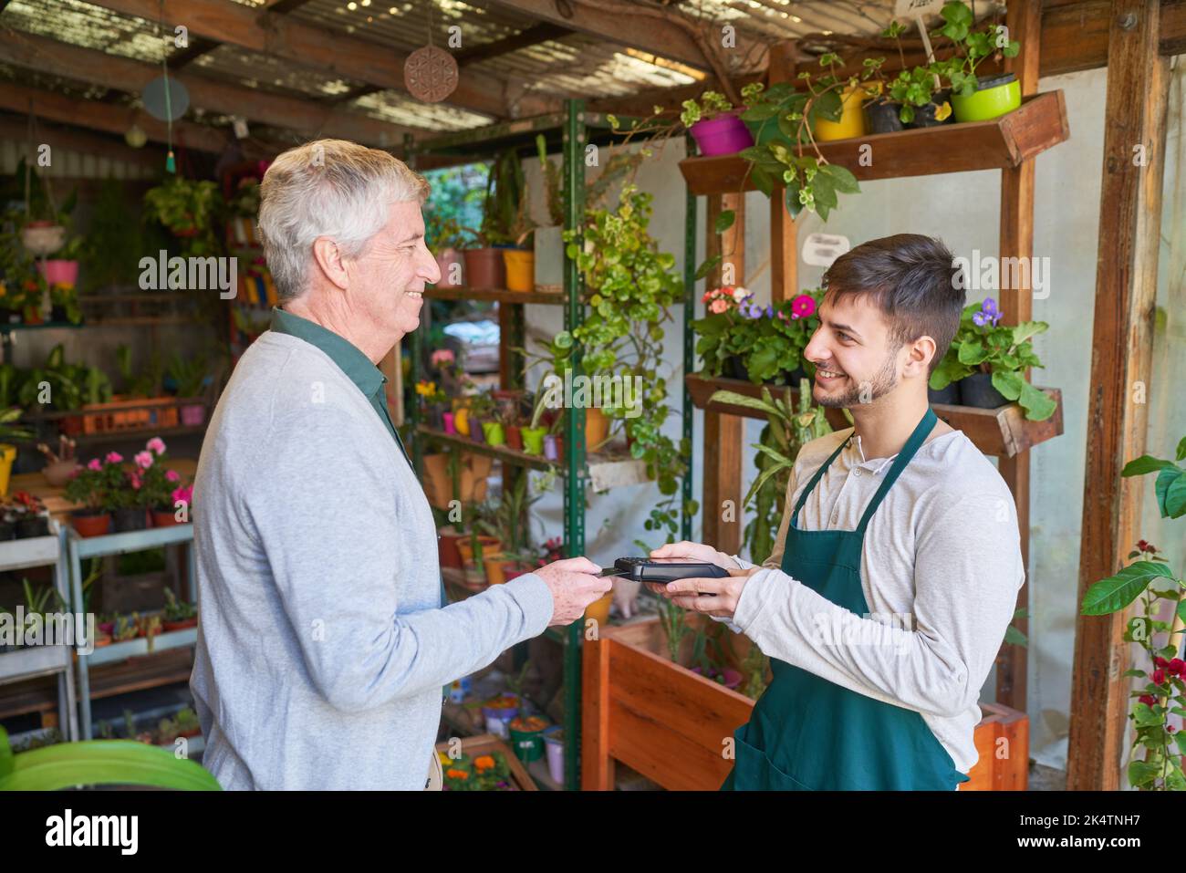 Customer pays by credit card or debit card at the card terminal at the