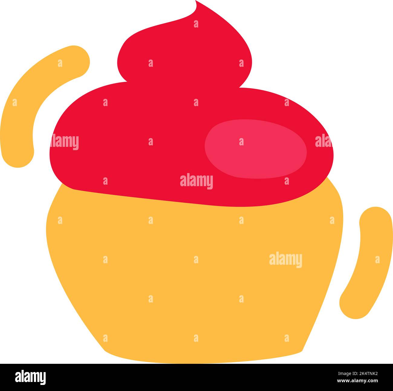 Valentines day red cupcake, illustration, vector on a white background. Stock Vector