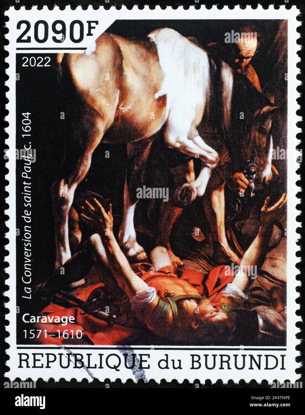 Conversion of Paul the Apostle by Caravaggio on stamp Stock Photo Alamy