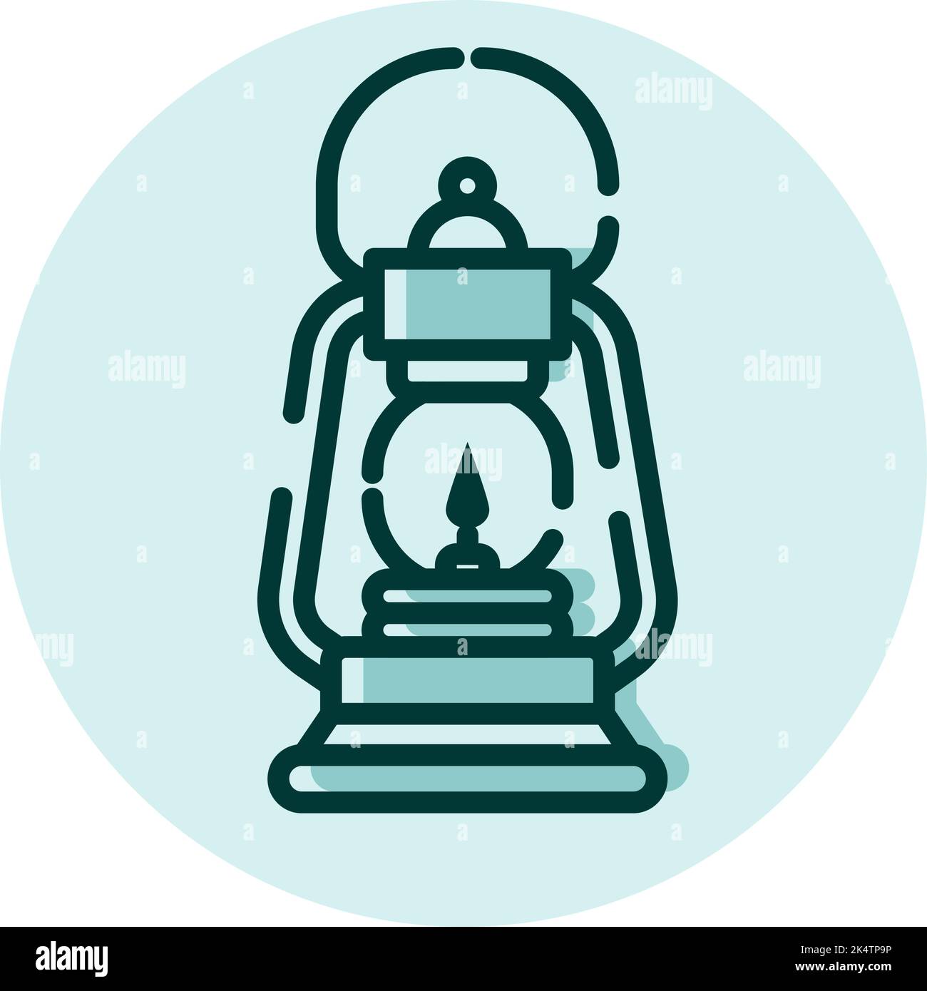 Camping oil lamp, illustration, vector on a white background Stock