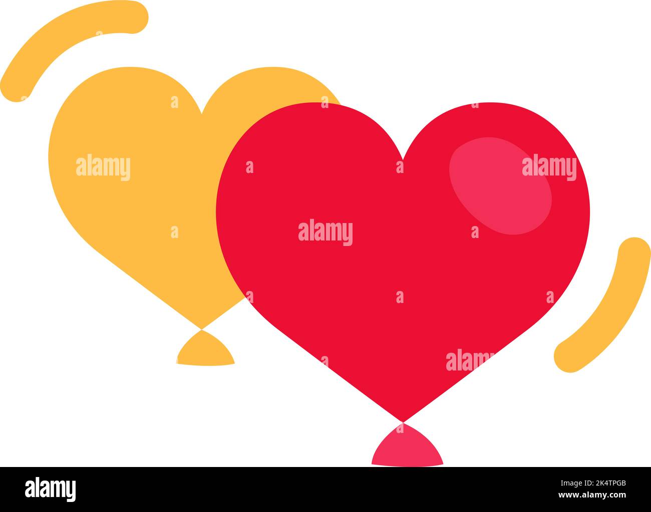 Two valentines balloons, illustration, vector on a white background. Stock Vector