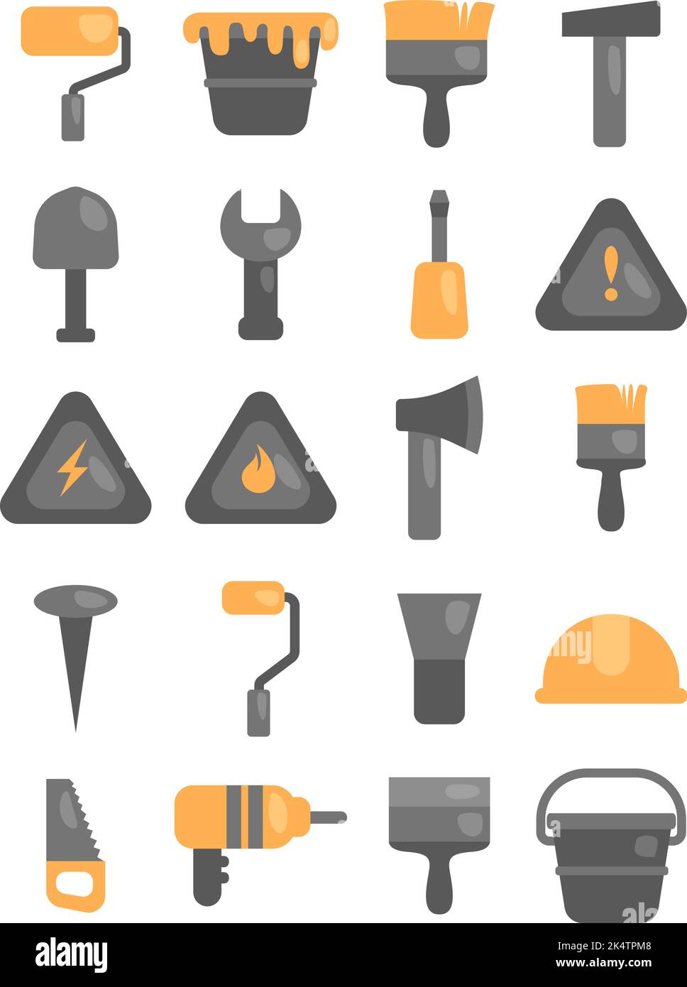 Construction work, illustration, vector on a white background. Stock Vector