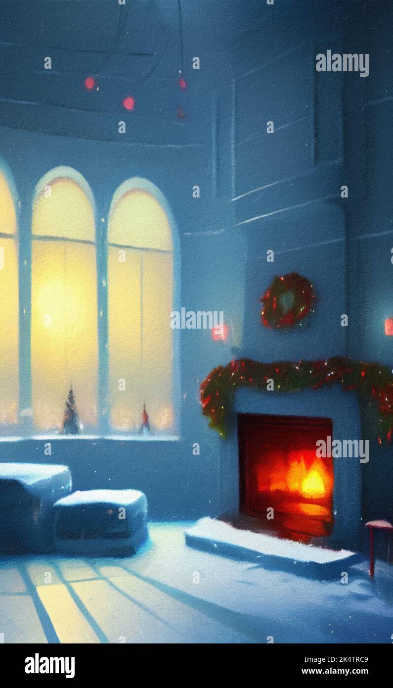 Cute Living Room Decorated For Christmas Illustration Christmas Or New cute-living-room-decorated-for-christmas-illustration-christmas-or-new
