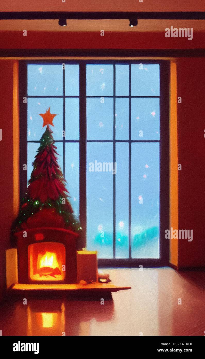 Cute Living Room Decorated For Christmas Illustration Christmas Or New cute-living-room-decorated-for-christmas-illustration-christmas-or-new