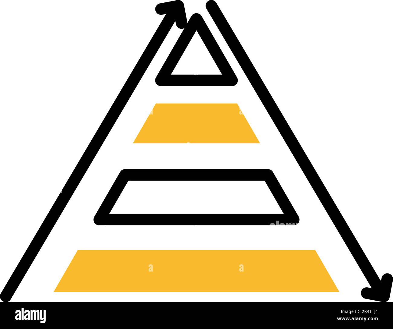 Pyramid chart, illustration, vector on a white background. Stock Vector