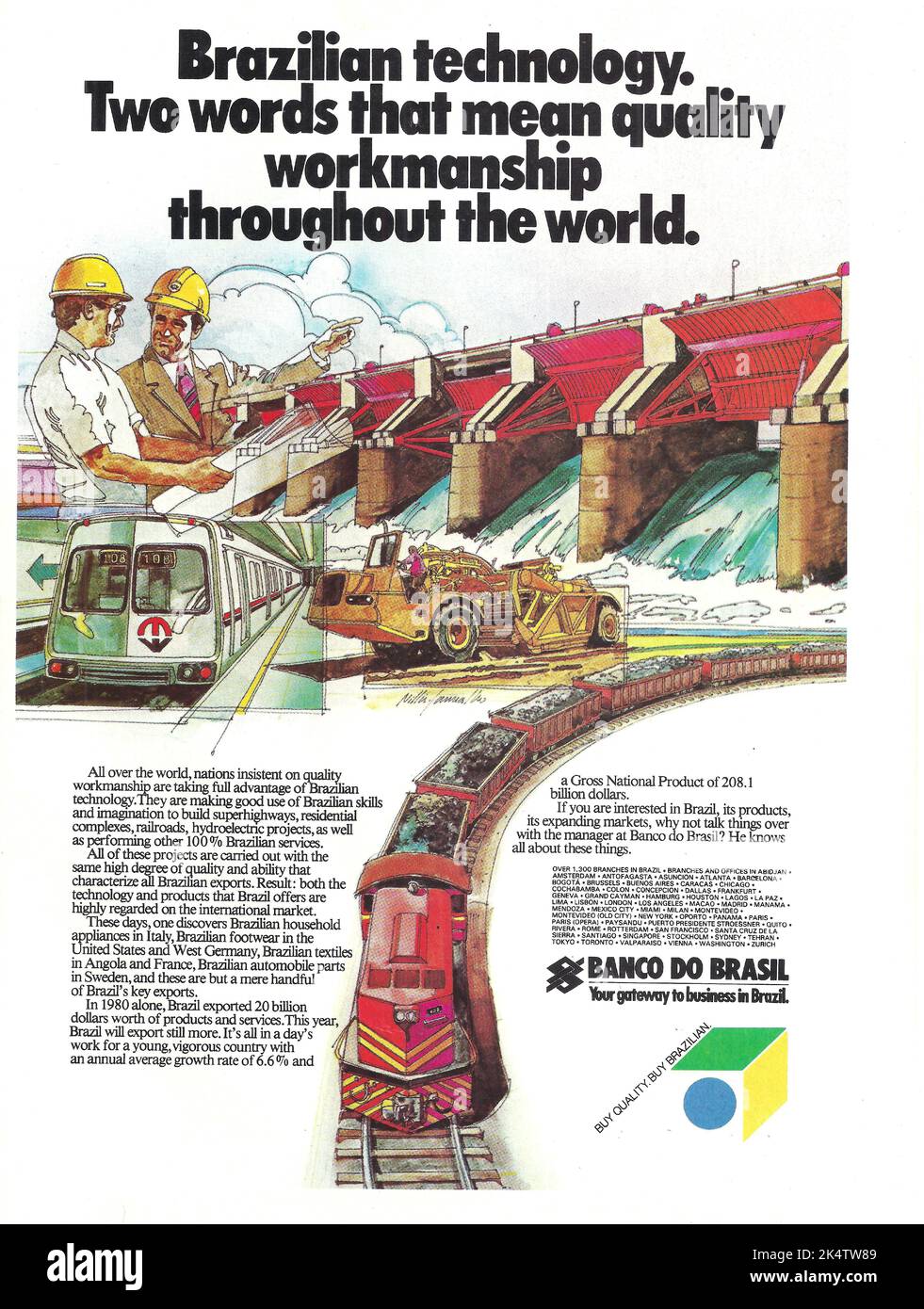 Banco do Brasil bank financial institution advertisement bank magazine advert 1980s 1970s Stock Photo