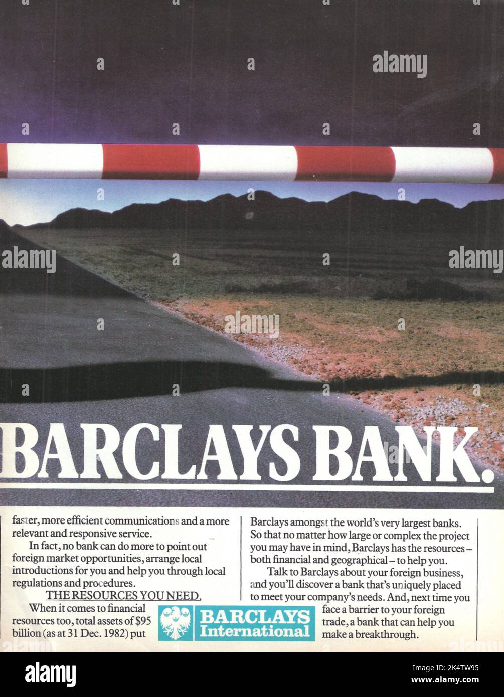 Barclay bank financial institution advertisement bank magazine advert 1980s 1970s Stock Photo