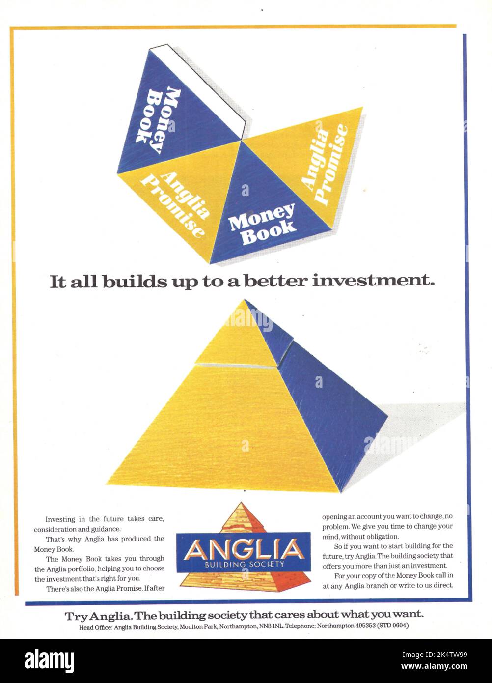 bank financial institution advertisement bank magazine advert 1980s 1970s Stock Photo