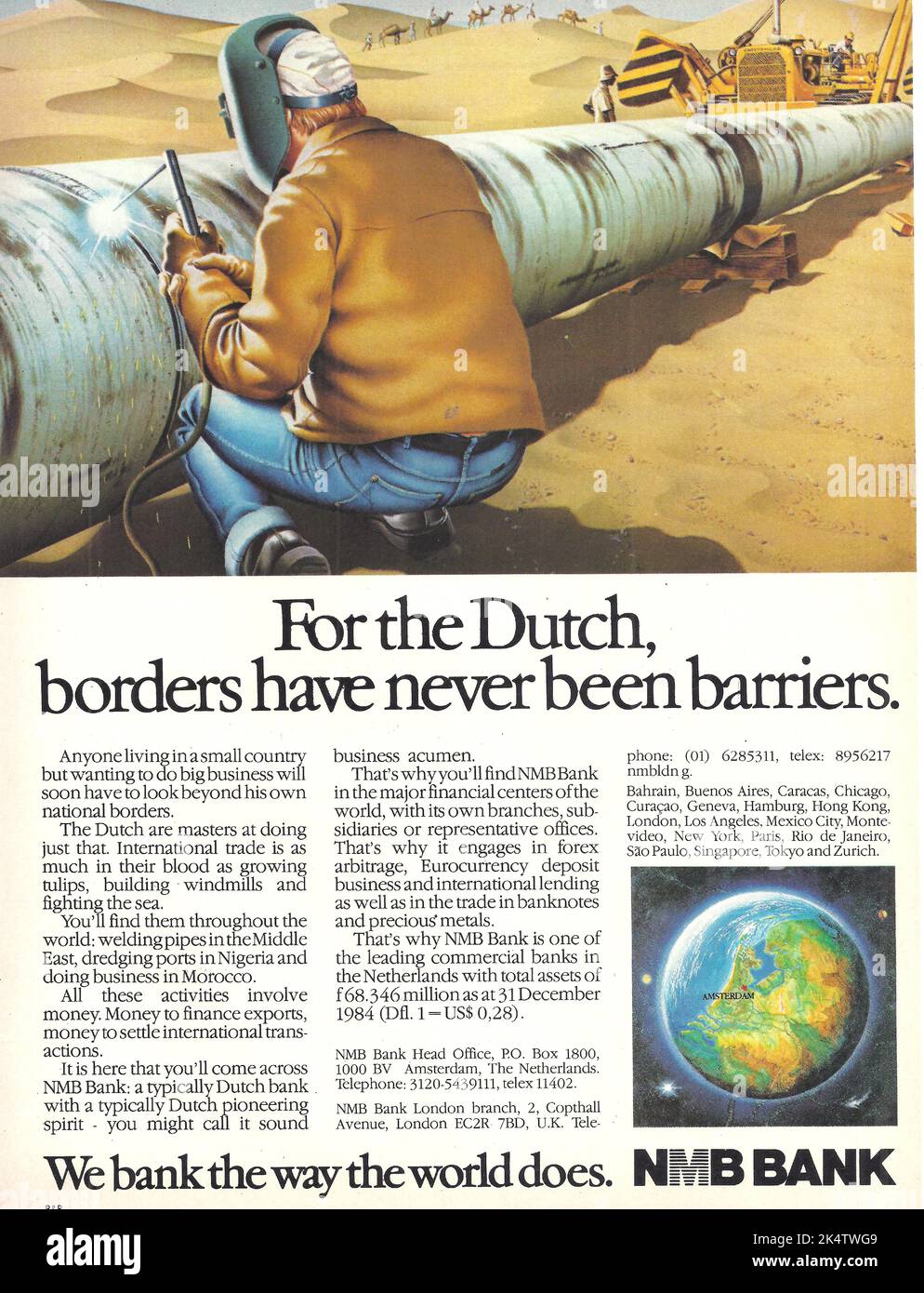 bank financial institution advertisement bank magazine advert 1980s 1970s Stock Photo