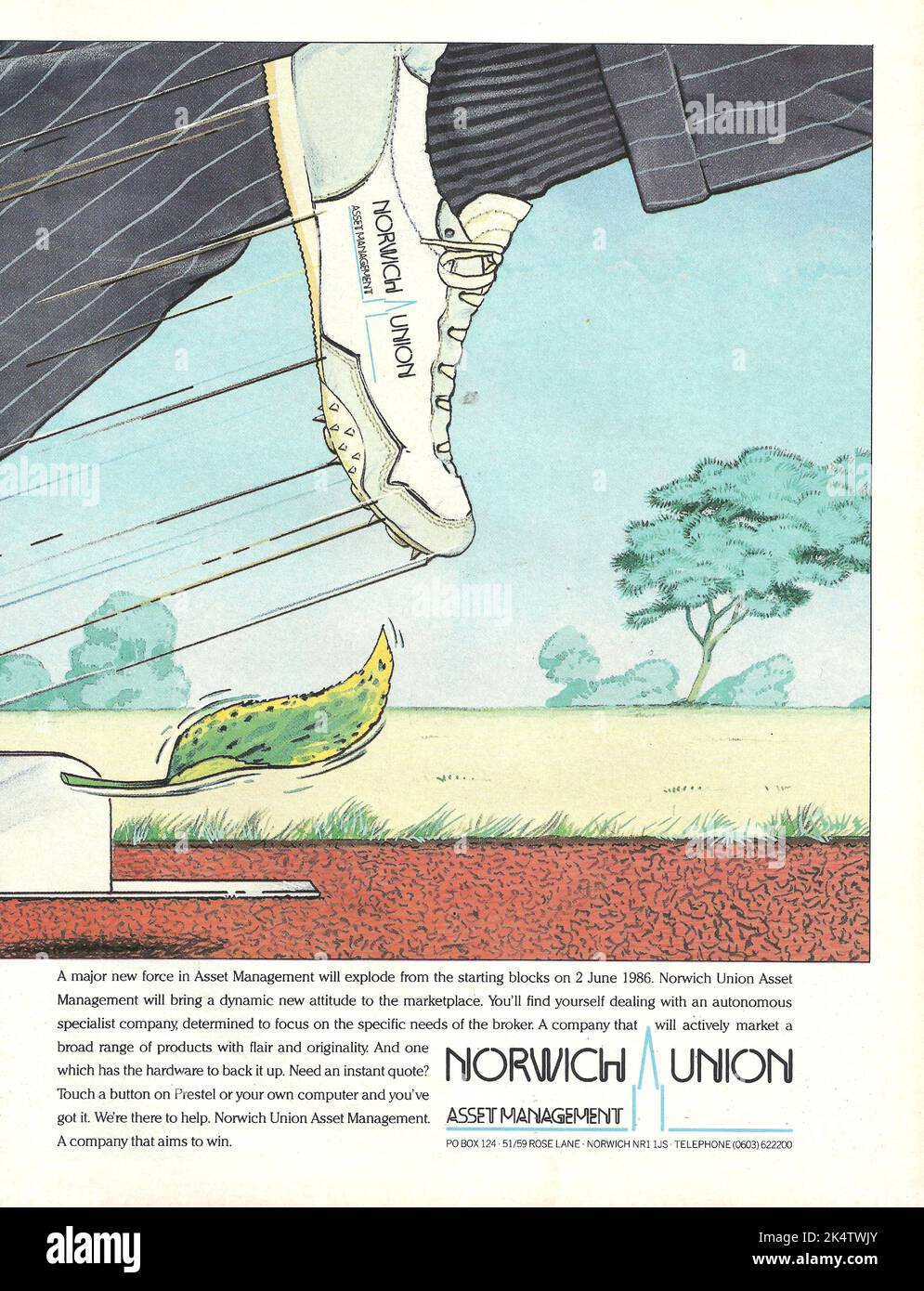 Norwich Union bank financial institution advertisement bank magazine advert 1980s 1970s Stock Photo