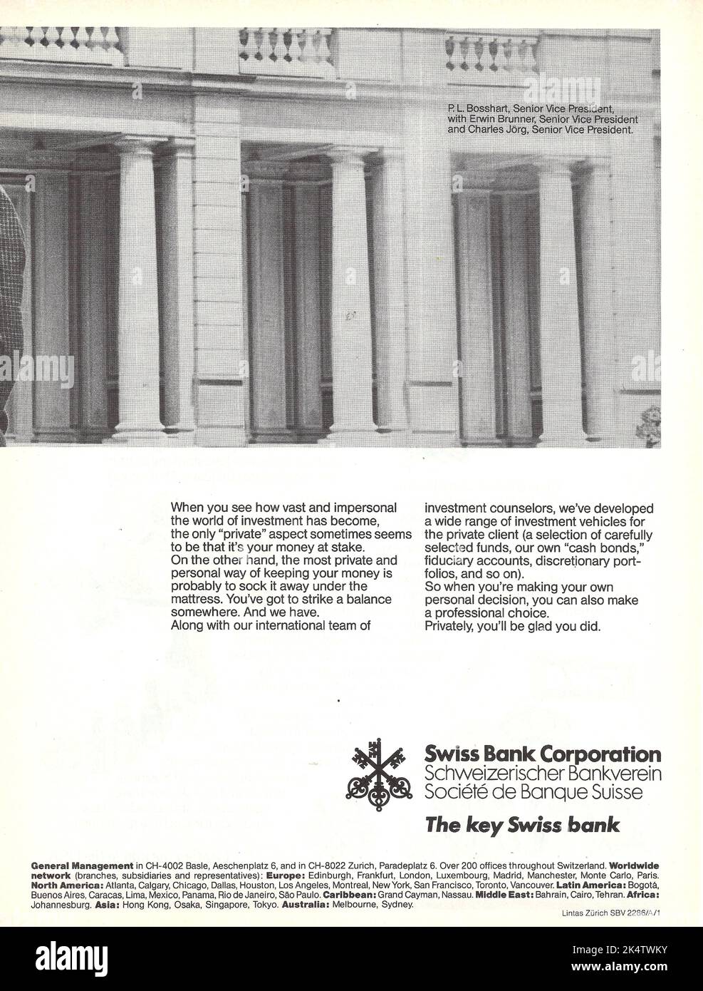 Swiss Bank Corporation bank financial institution advertisement bank