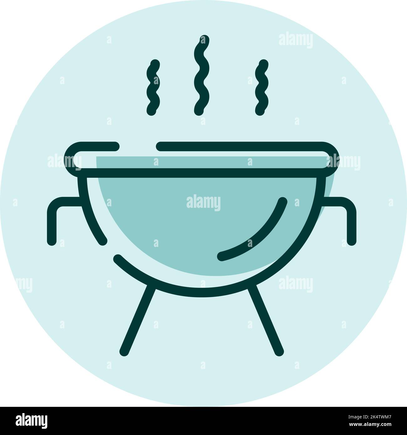 Camping barbeque, illustration, vector on a white background. Stock Vector