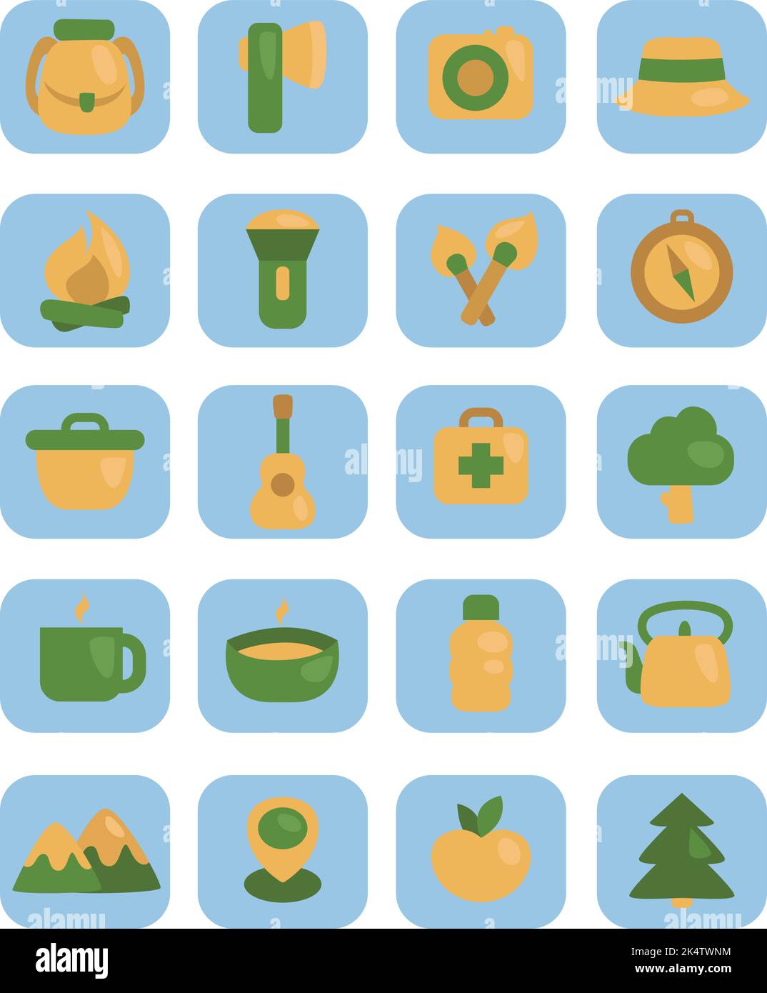 Camping trip, illustration, vector on a white background. Stock Vector