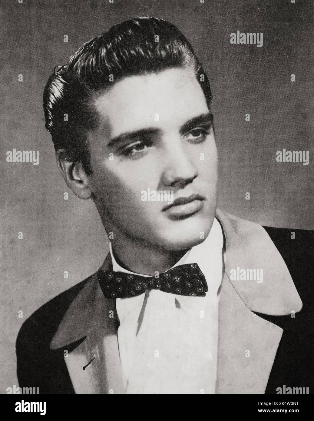 Elvis Presley black and white portrait photograph, Circa 1954-1955 Stock Photo