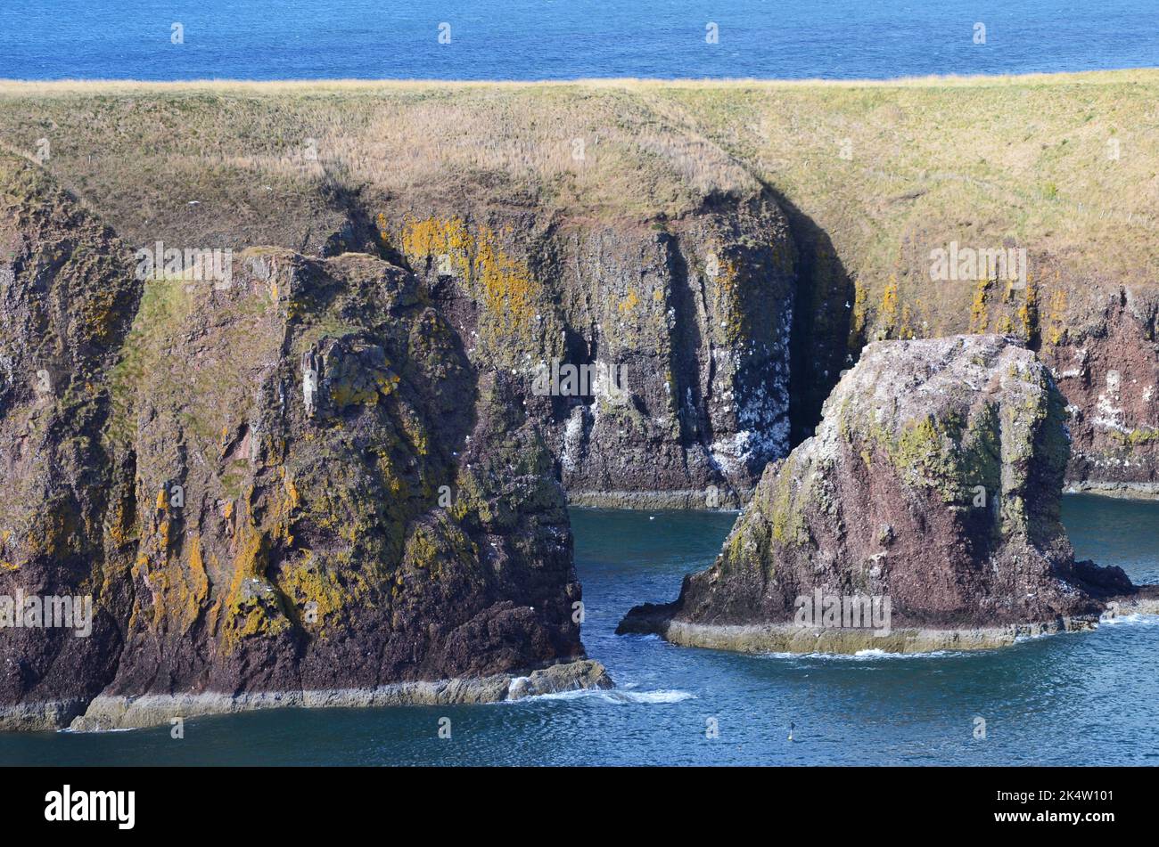 Sea cliffs along the coastal path for Dunottar Castle, Stonehaven