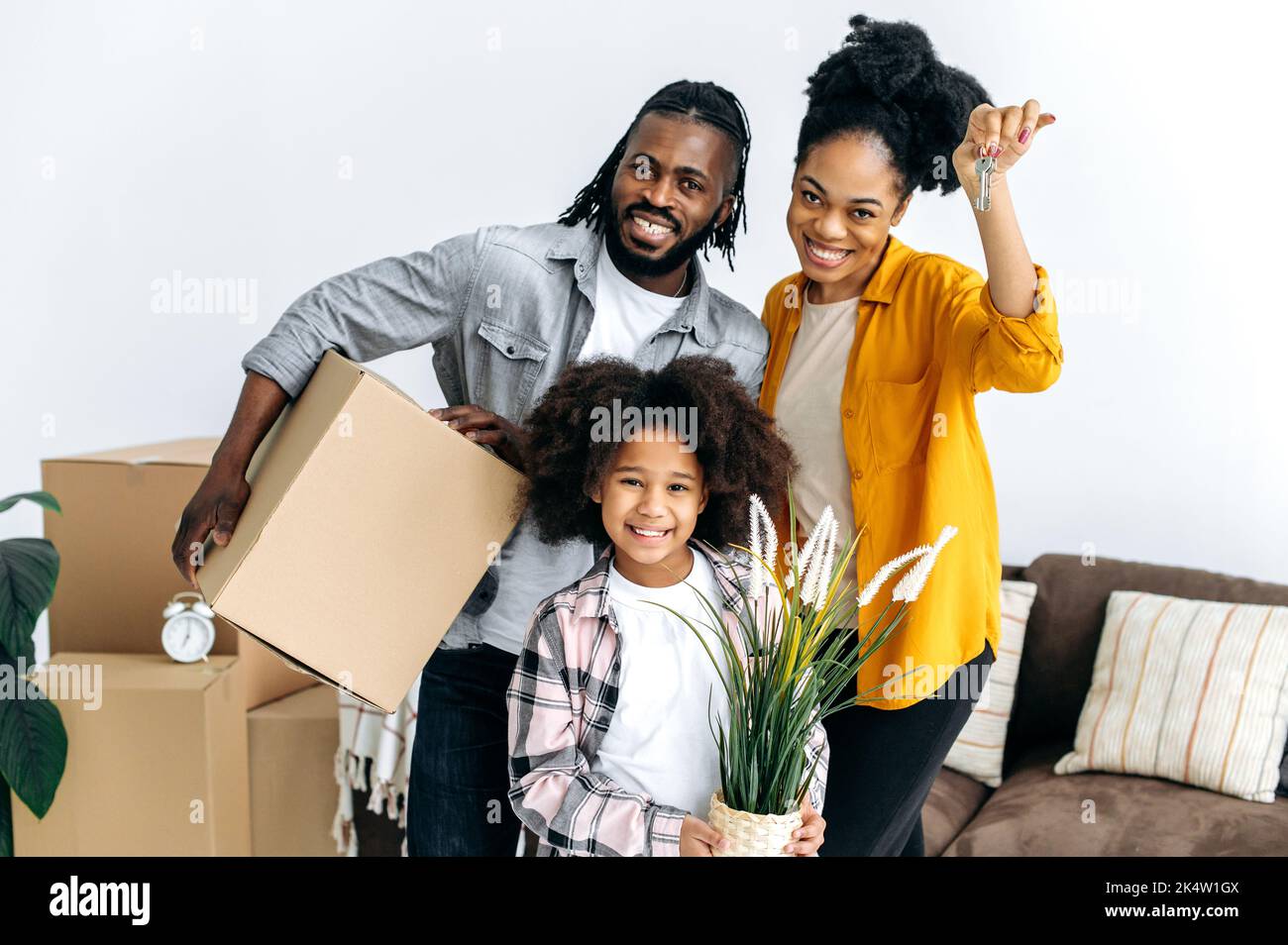 Young african american family, happy joyful dad mom and their preschool ...