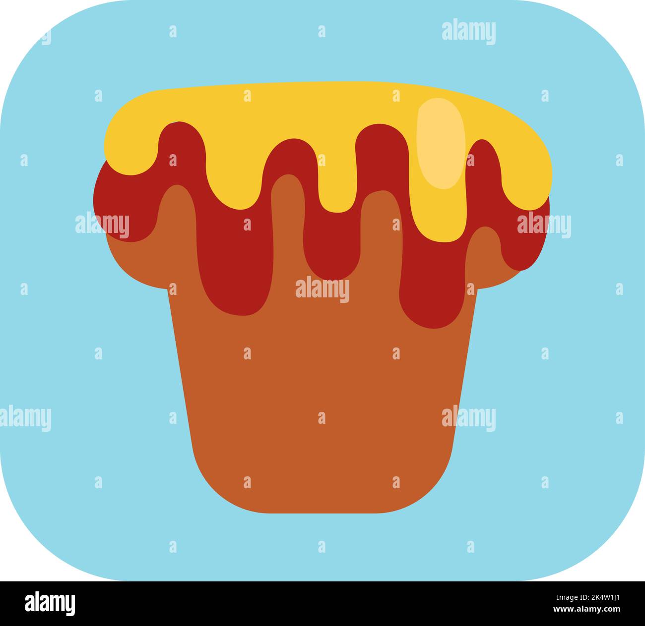 Yellow cupcake, illustration, vector on a white background. Stock Vector